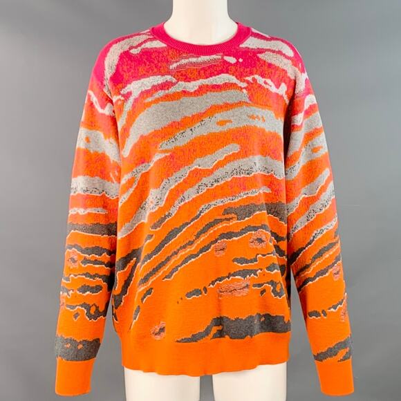 STELLA McCARTNEY 4 Orange Grey Pink Wool Cotton Marbled Animal Print Sweater - Picture 1 of 7